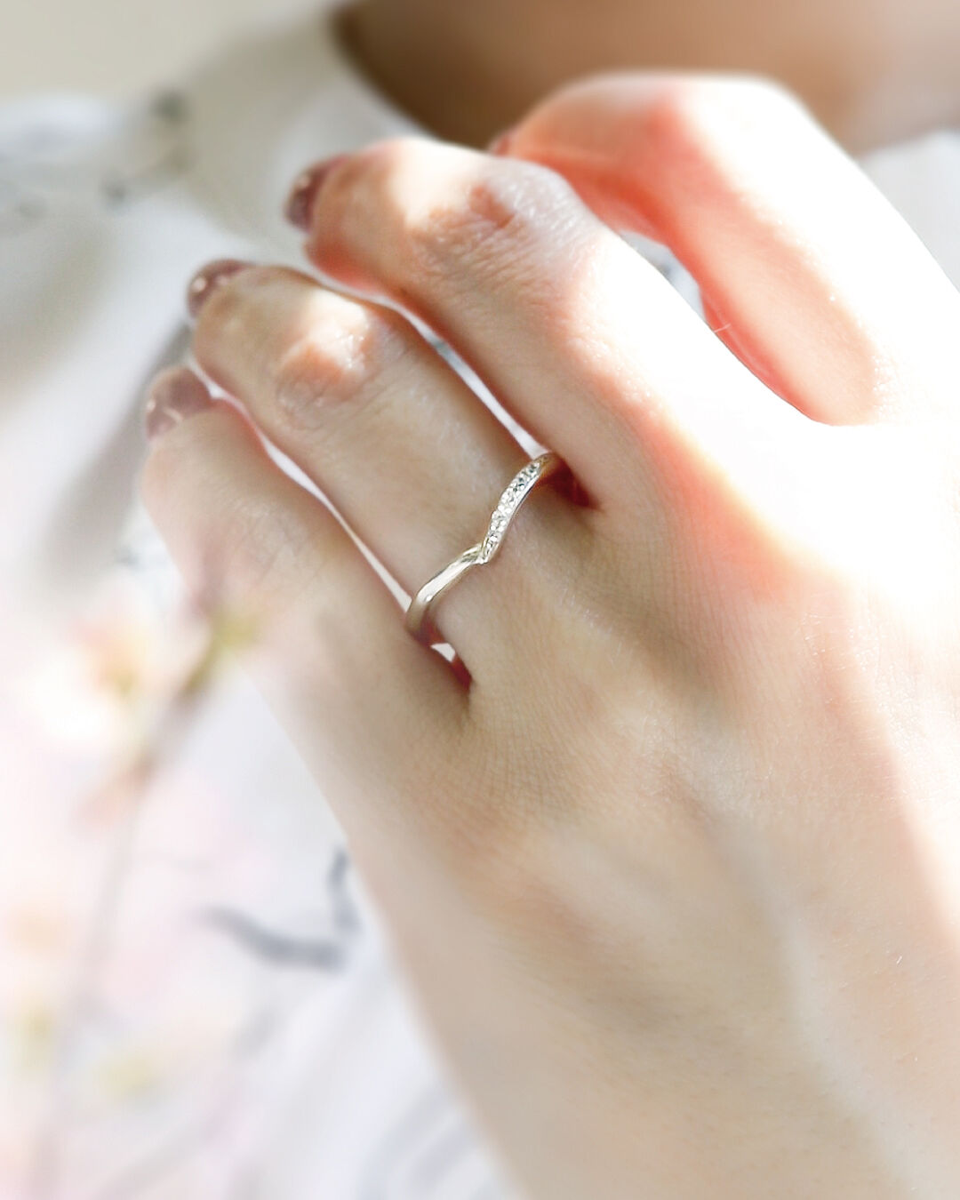 結婚指輪デザイン（木目金V字 PGxSV-逢桜）｜杢目金屋オンライン