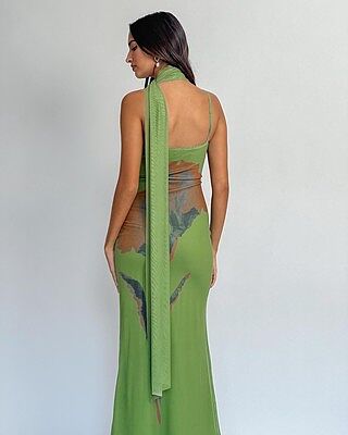 slim fit dress slacks Green Jewelled Corset Sleeveless Gown with Scarf 18w