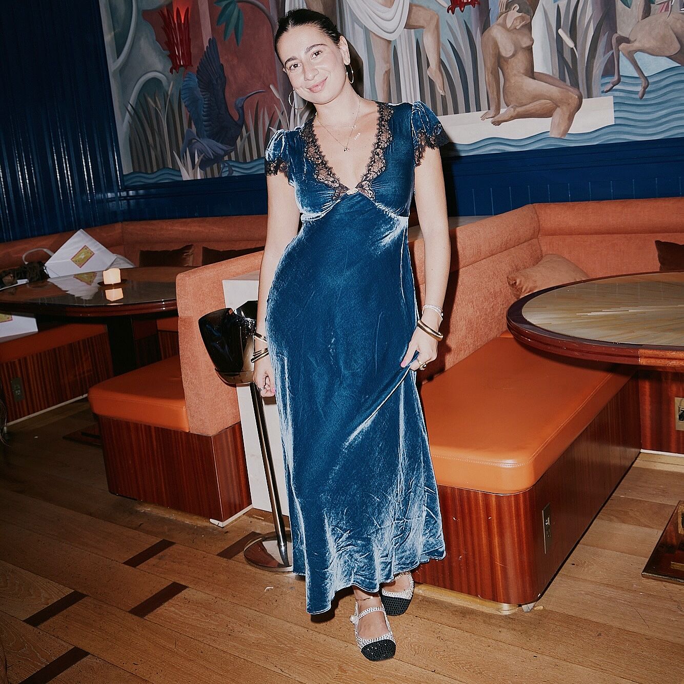 Clarice Velvet Dress in Steel Blue | RIXO USA ⋆