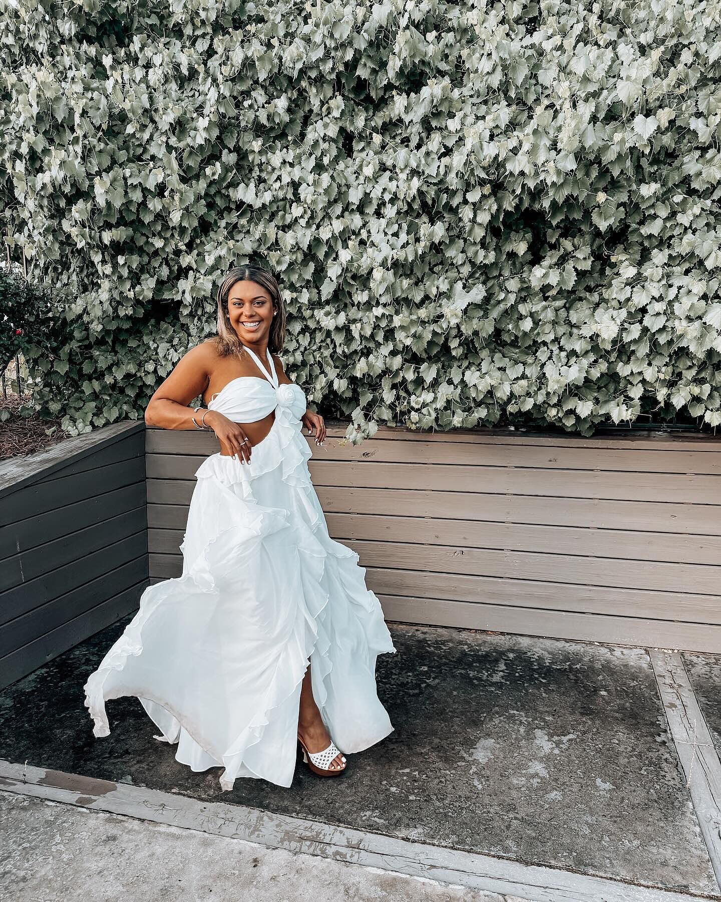 Morpheus Ruffle Halterneck Maxi Dress Off White– Selfie Leslie