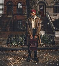 The Mini - Black 1914 Grain with Purple Velvet