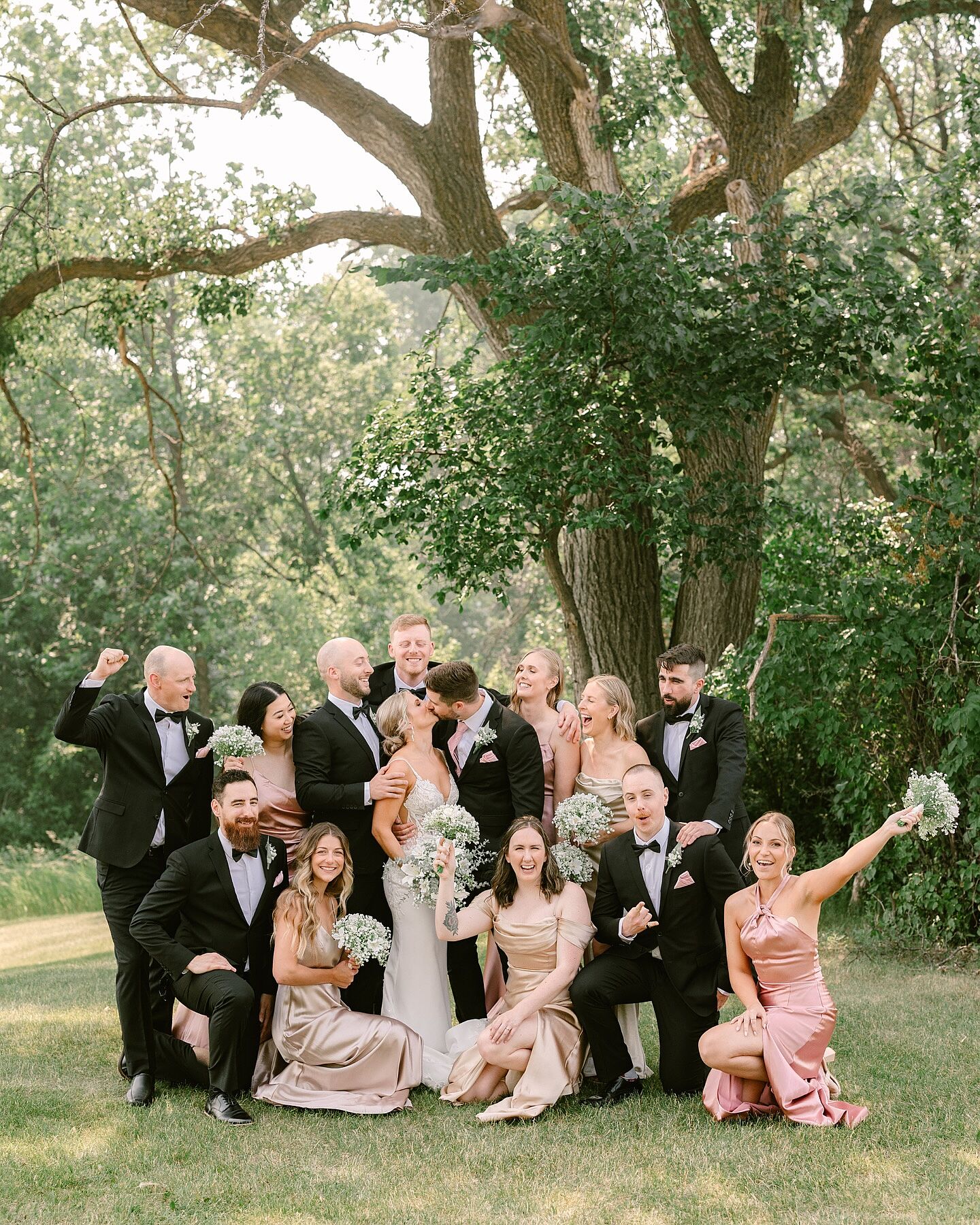 Monica Shiny Satin Dress - Rose Gold