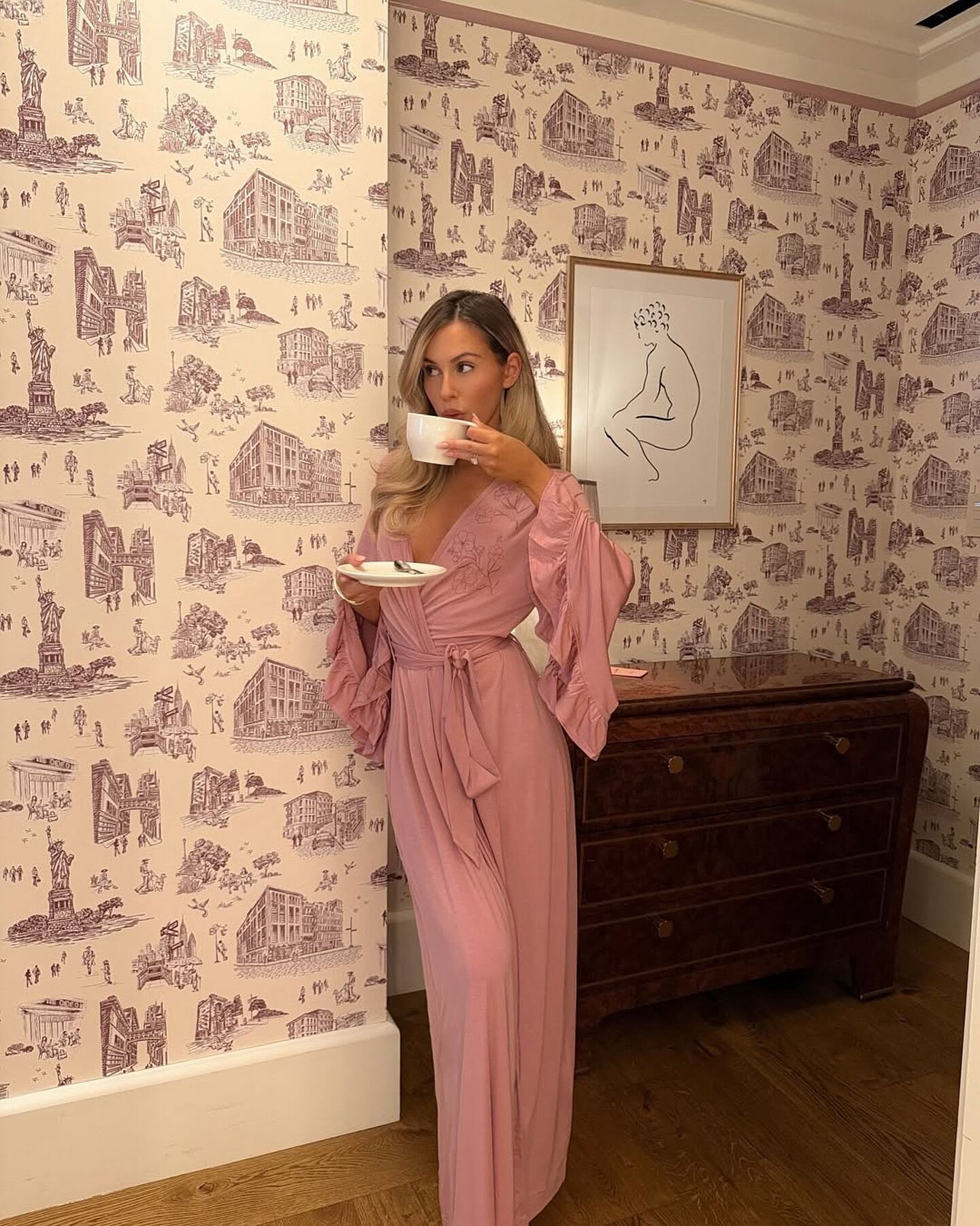 Go Slow Embroidered Robe Dusty Pink - Dusty Pink | Djerf Avenue