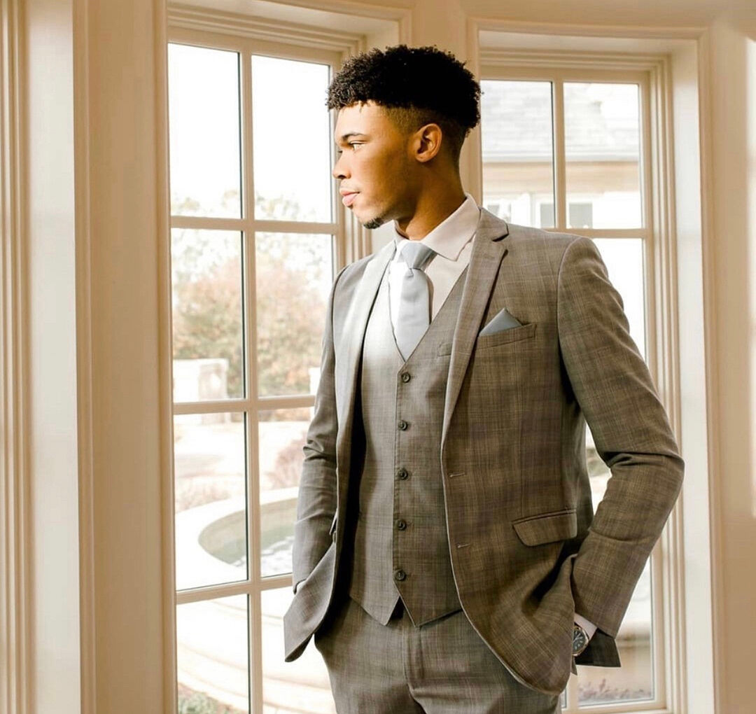 Rent Light Gray Plaid Suit - Elegant Gray Plaid Suit For