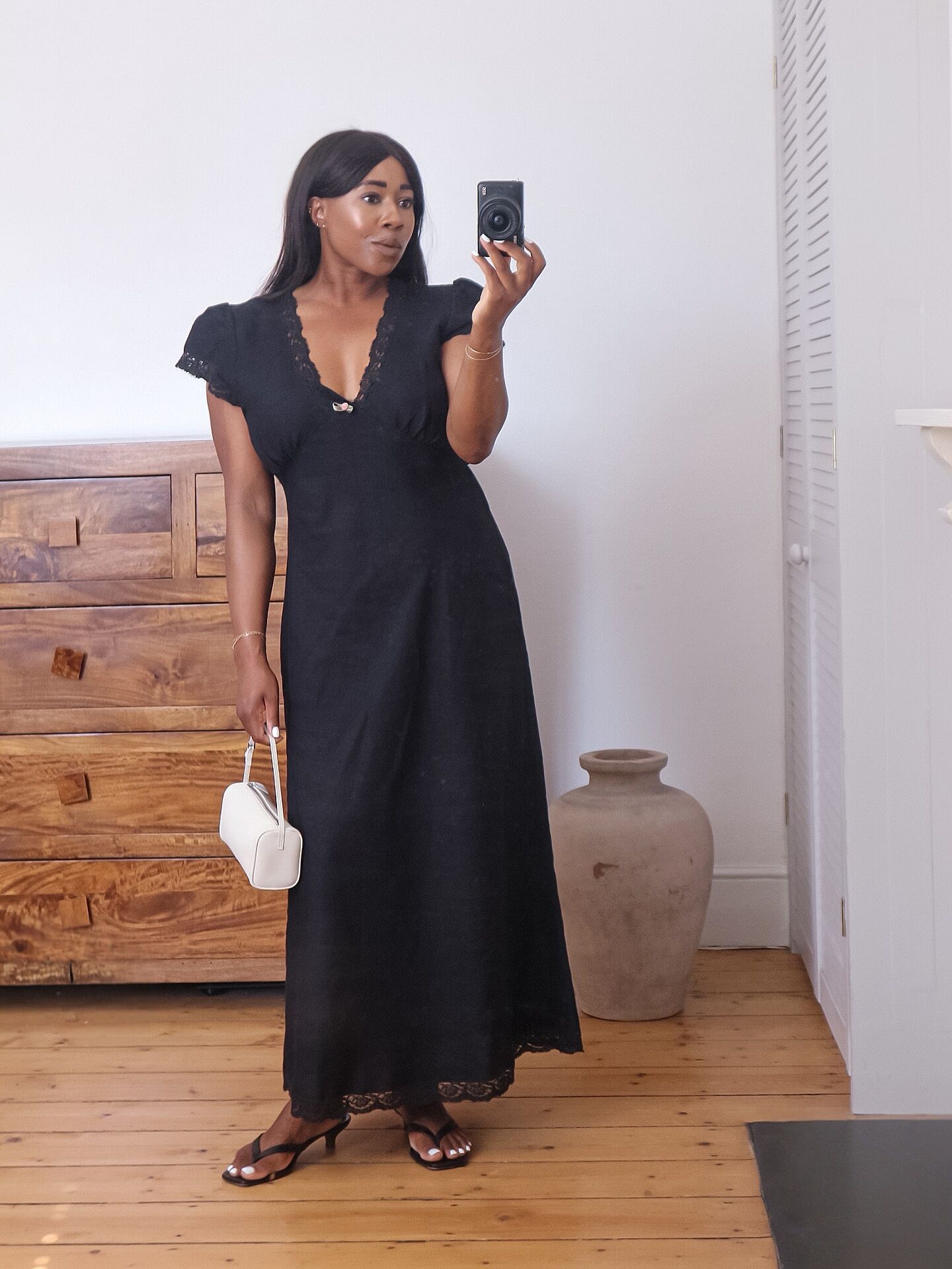 Clarice Linen Midi Dress in Black | RIXO Ireland ⋆