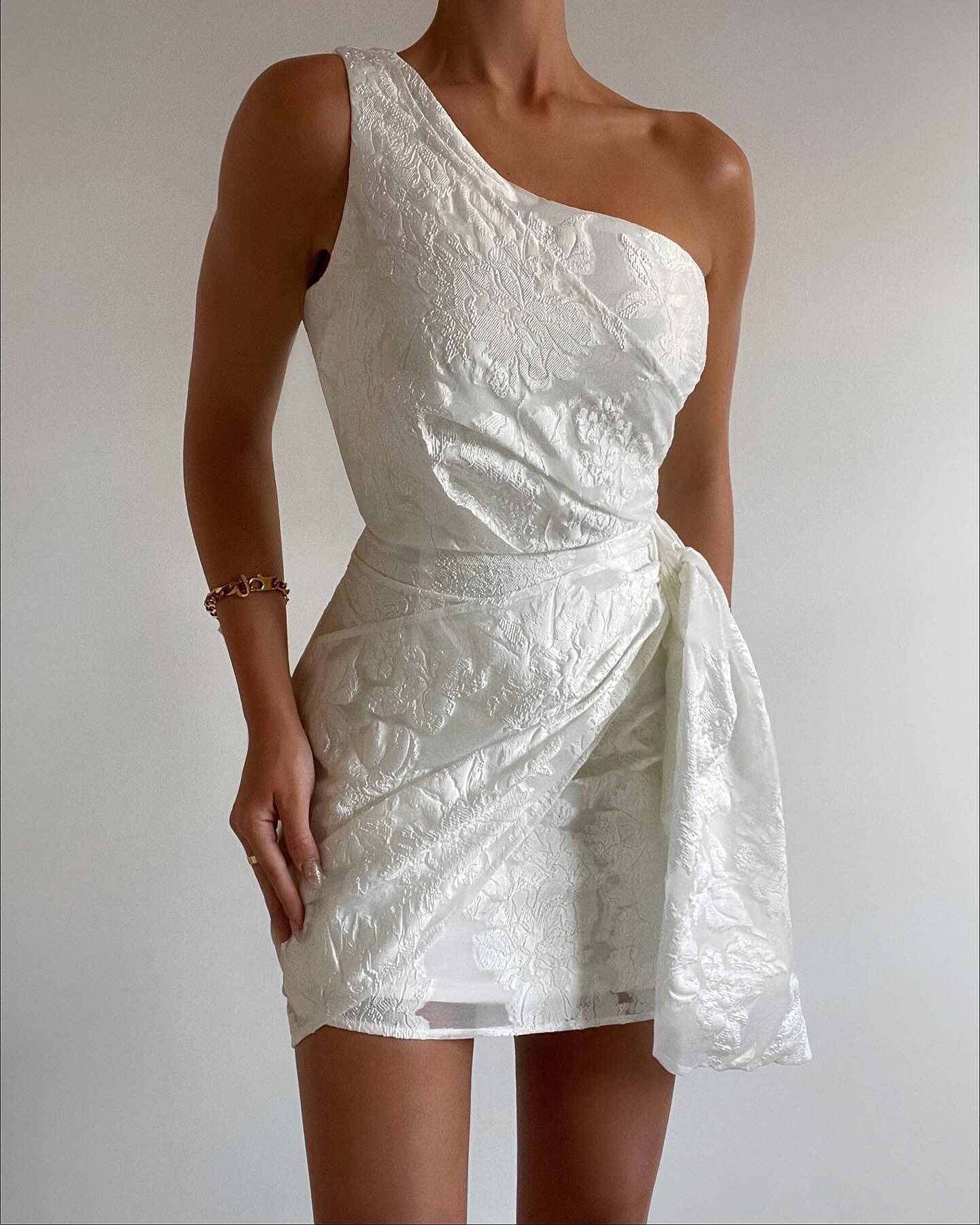 knee length dresses for ladies Emilia Asymmetrical One Shoulder Mini Dress – VICI