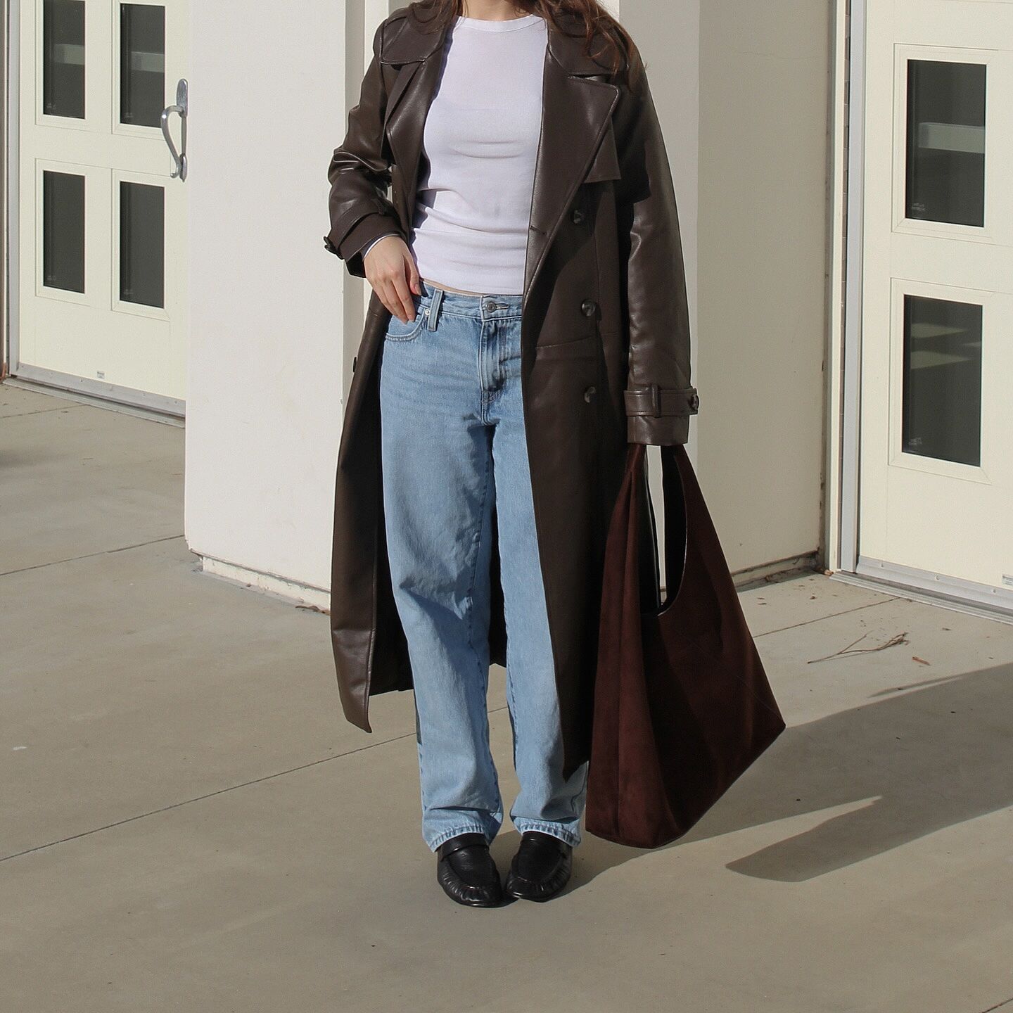 Albina Long Length Vegan Leather Trench Coat | Noize