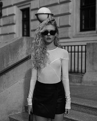 Long Sleeve Sheer White Bodysuit - Lara Bodysuit | Marcella