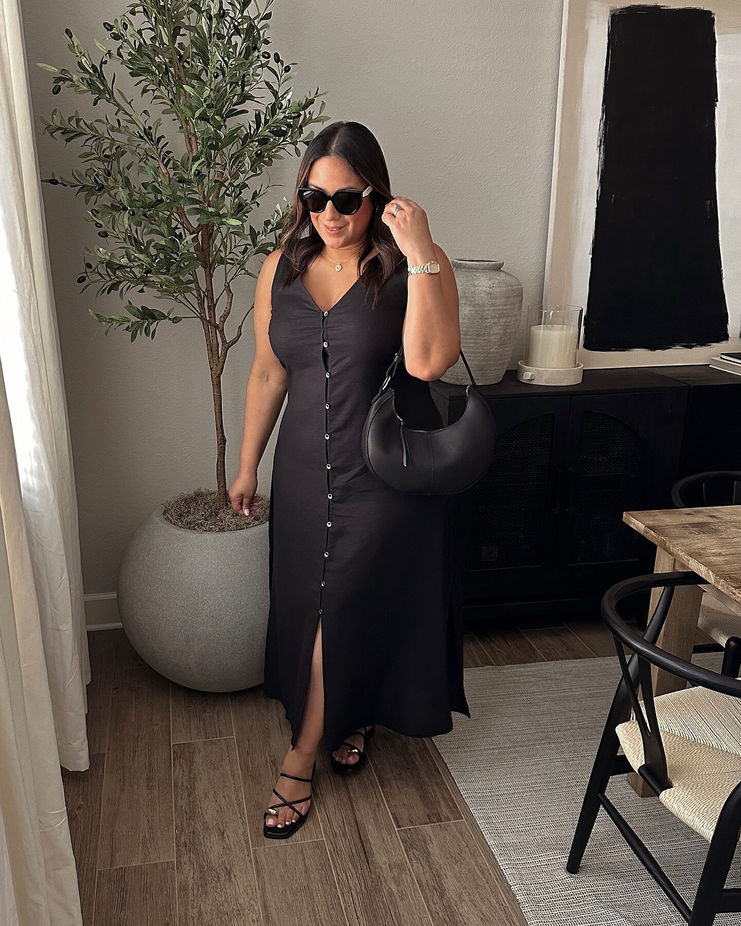 knee length dresses for ladies Islet Button-Down Linen Maxi Dress main image 1
