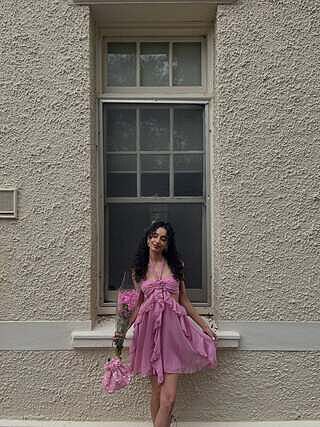 Santiago Cut-Out Ruffle Mini Dress Blush