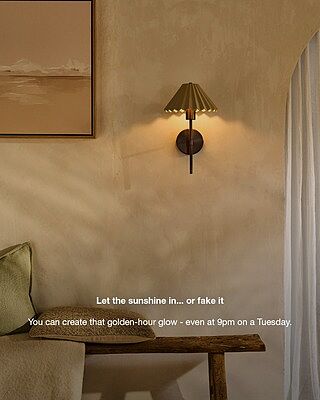 Wycombe Umbrella Pleated Wall Light - Brass