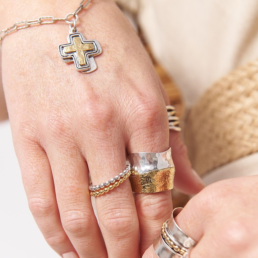 Sterling Silver with Brass Textured Ring - Silpada - .925
