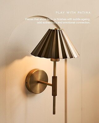 Wycombe Umbrella Pleated Wall Light - Brass