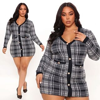 power hour plaid mini dress fashion nova Vestido Mini Power Hour Plaid - Negro Rojo