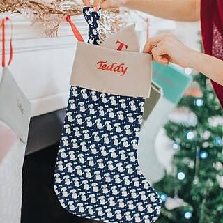 Navy Personalised Christmas Stocking