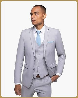 Rent Cement Gray Suit - Elegant Light Gray Suit For Wedding, Prom
