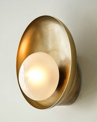Hayle Outdoor & Bathroom Round Diffuser Wall Light - Brass