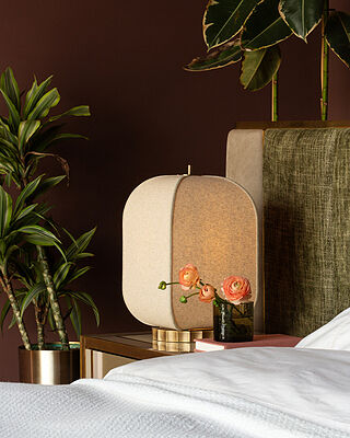 Bloxham Rectangular Table Lamp - Natural - Brass