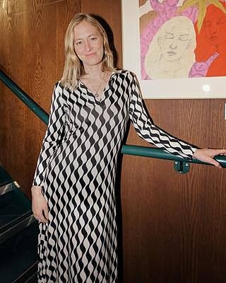 Tillie Jersey Midi Dress in Black Mono Wave