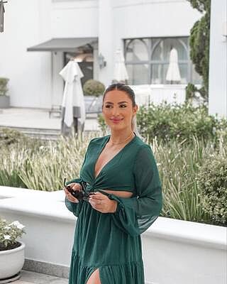 Edelyn Midi Dress - Cut Out Balloon Sleeve Tiered Dress in Emerald