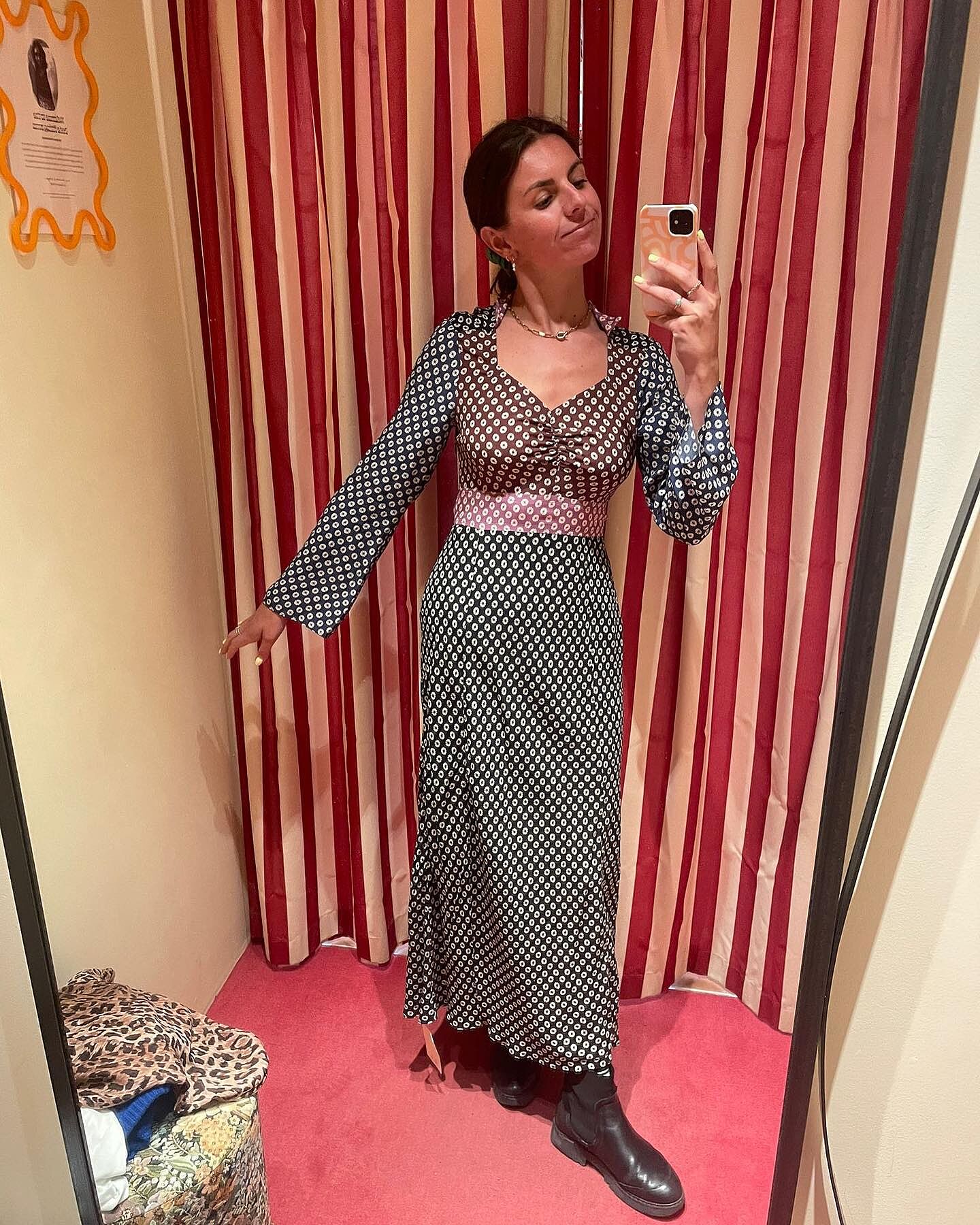 Priscilla Midi Dress in Multi Shibori Burgundy Mix | RIXO USA Priscilla Midi Dress in Multi Shibori Burgundy Mix | RIXO USA