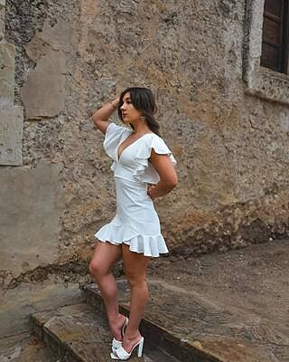 Shop the Cupid's Bow V-Neckline Ruffle Shoulder Bodycon