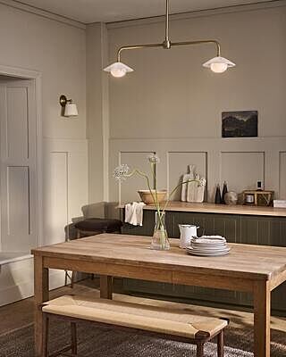 Alabaster Stone Slope Bar Pendant Light - Double - Brass