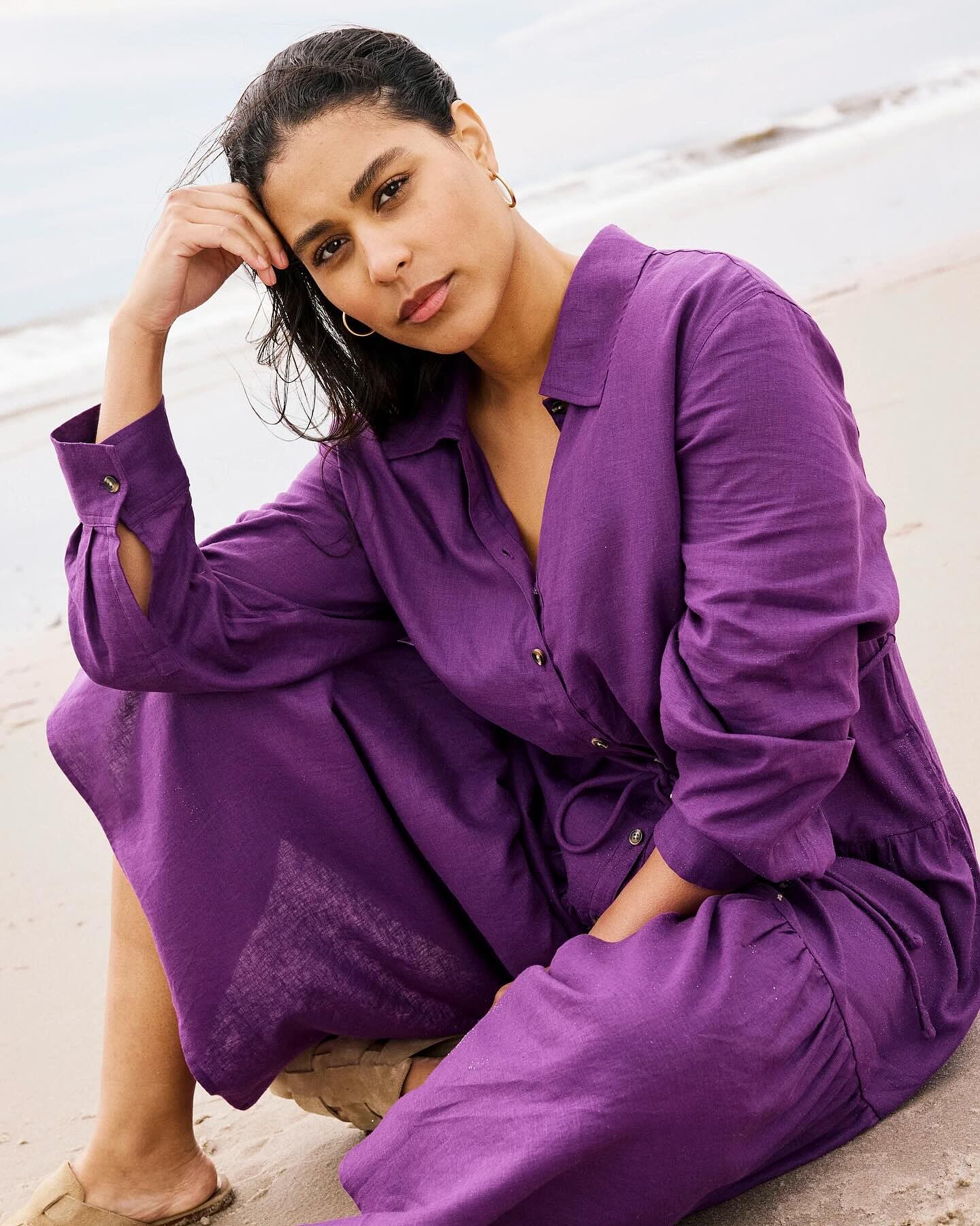Maggie Barrel Leg Linen Blend Jumpsuit - Beach Ombra Print 