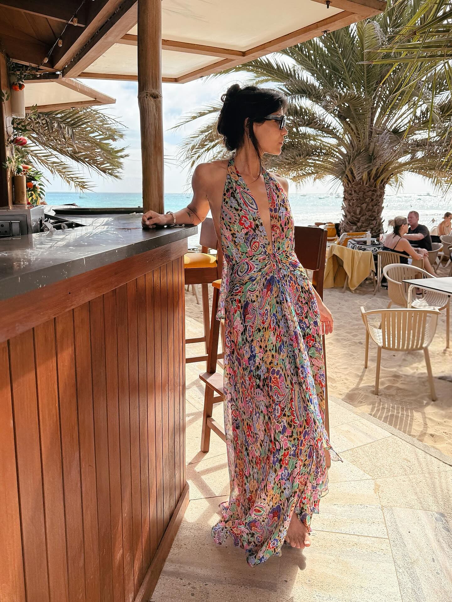 Alaina Chiffon Maxi Dress in Multi Cara Floral Leopard Brown
