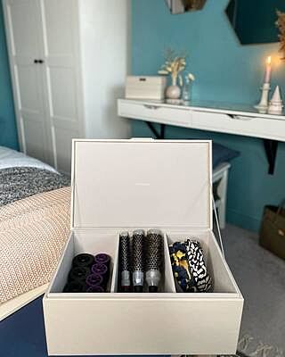 Oatmeal & Brushed Gold Medium Storage Box