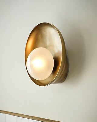 Hayle Outdoor & Bathroom Round Diffuser Wall Light - Brass