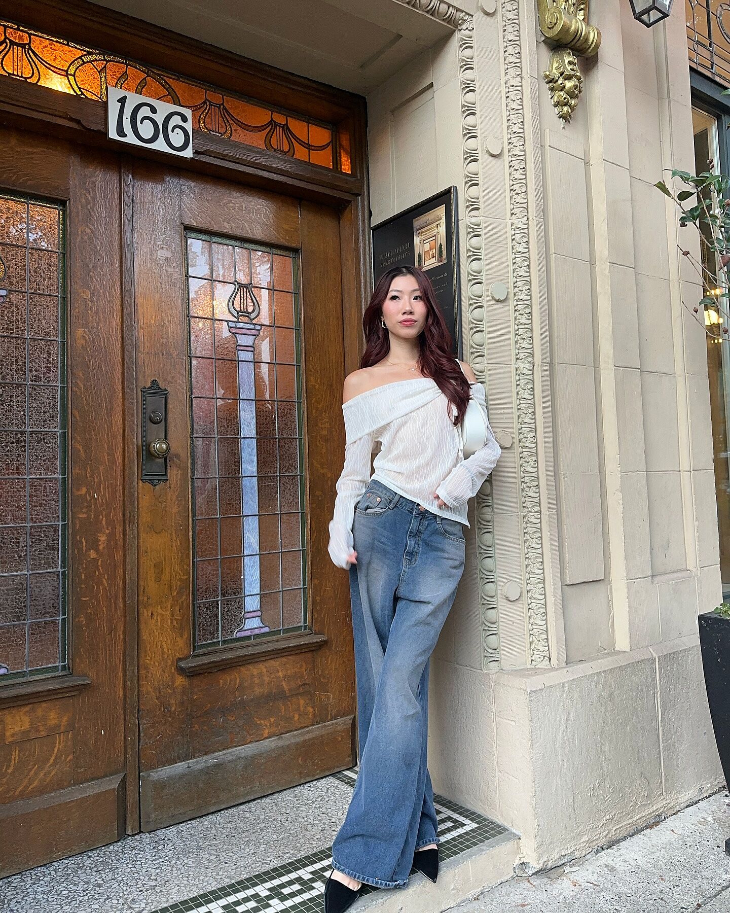 See-Through Textured Off-Shoulder Top IS402 - Korean Women's