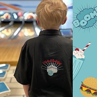 Men's Woven Bowling Shirt in Natural/Balloon Bowling