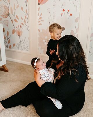 Kids Soft Light Pink / Blue Wildflowers Floral Pattern Wallpaper Mural