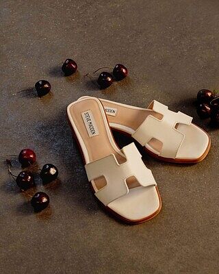 HADYN White Leather Women's Slide Sandals | Women's Designer