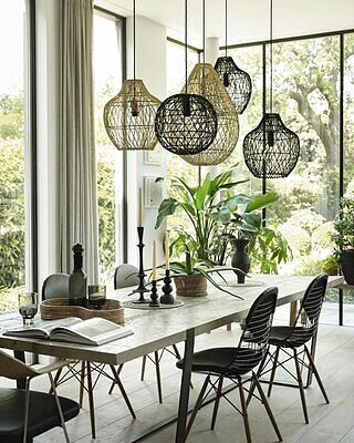 Coastal Rattan Ceiling Pendant Light - 16 inch - Drop