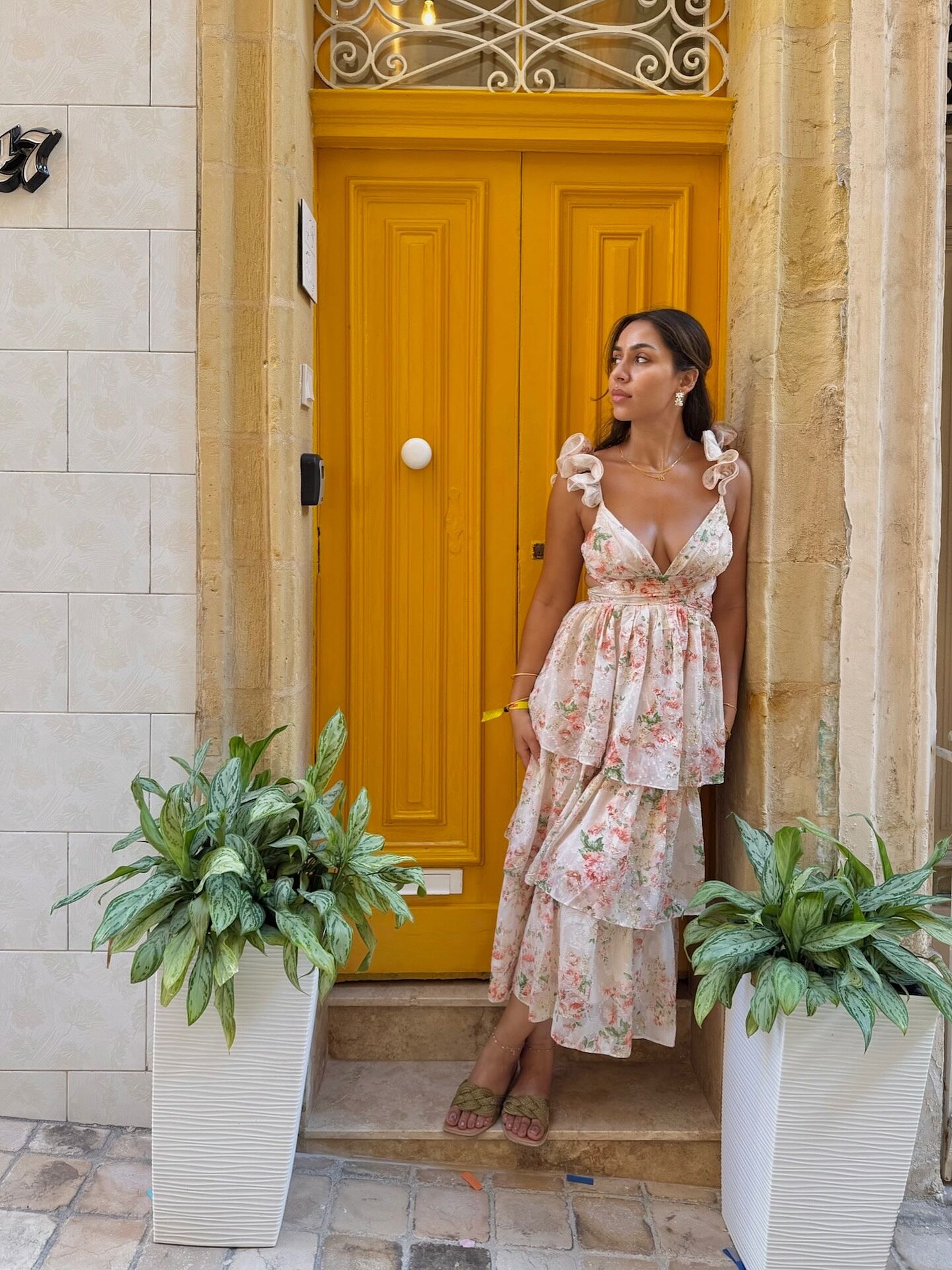 Roselle Backless Ruffle Maxi Dress Floral Multi– Selfie Leslie