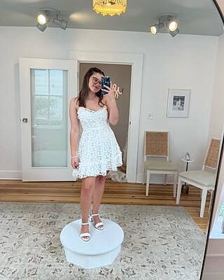 Shop the Summer Daze Frill Bust Floral Embroidered Overlay