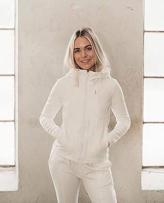 white sweatsuit set