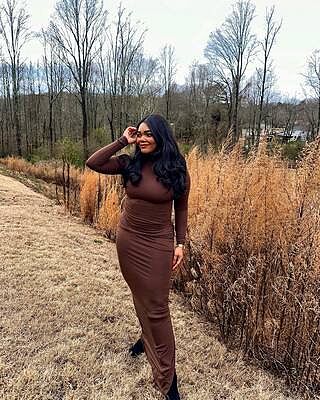 Brown Long Sleeve Maxi Dress - Baxter Mock Neck Dress | Marcella