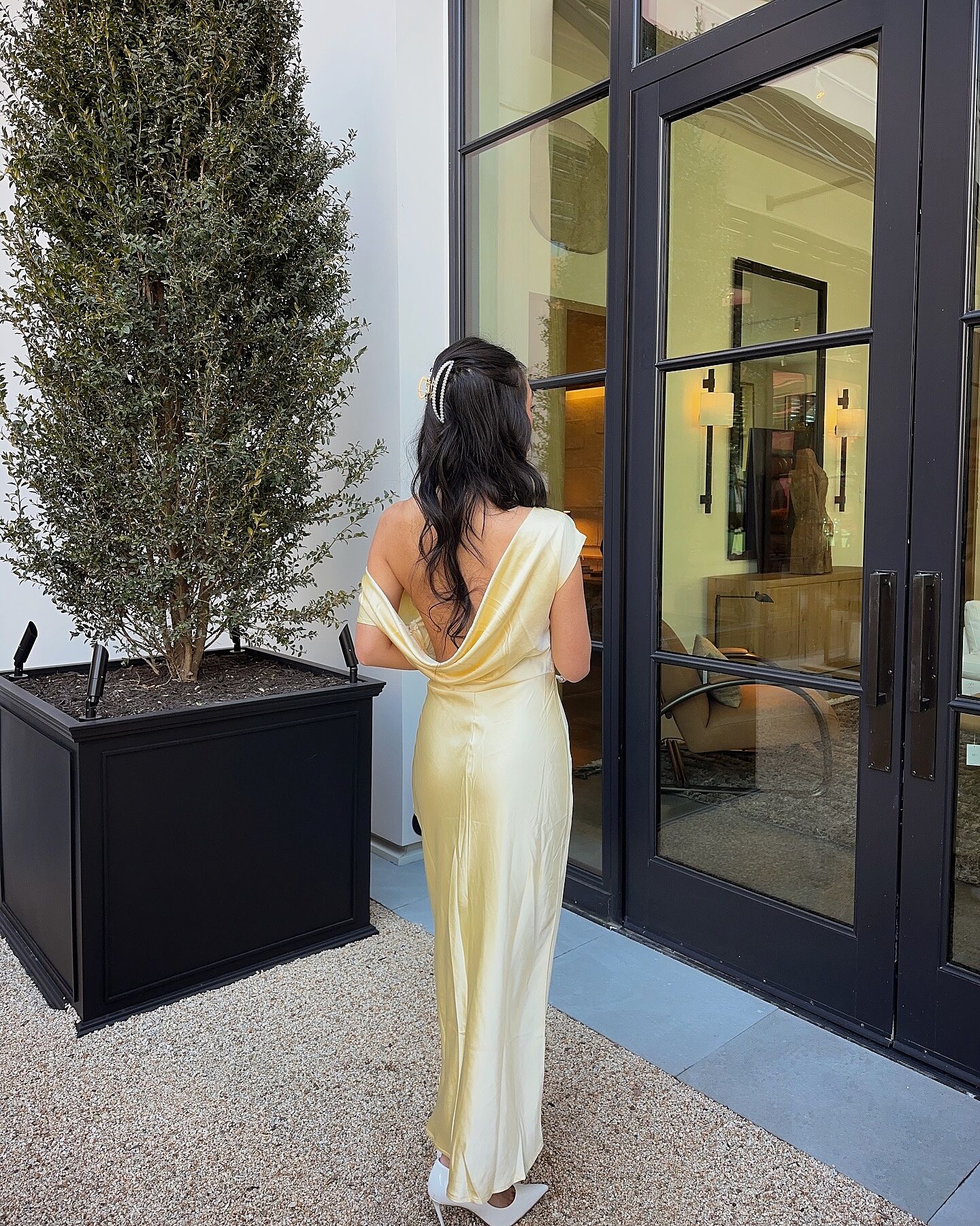 shona joy la lune bias cowl midi dress Shona Joy La Lune Frill Cuff Bias Midi Dress in Cream