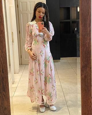 ルミニョン Bijou grid ribbon dress M Bijou grid ribbon dress