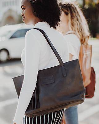 Entoto Leather Zipper Tote Bag Parker Clay