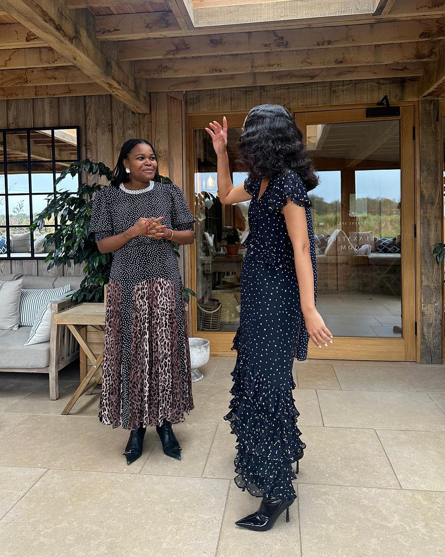 Thanvi Silk Midi Dress in Starry Night Navy