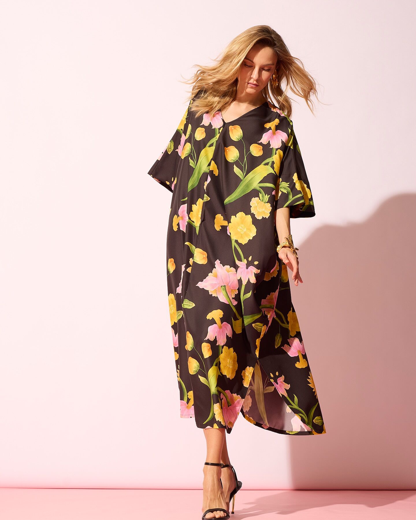 Tsubaki Satin Mandarin Zip Caftan