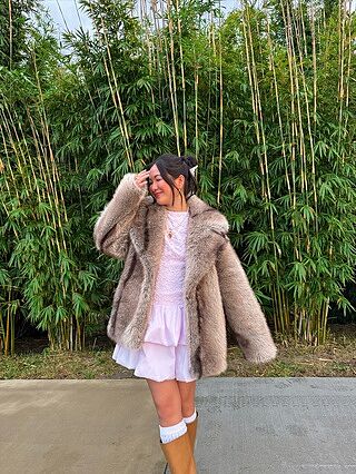 Soraya Notch Lapel Faux Fur Coat Brown | Selfie Leslie