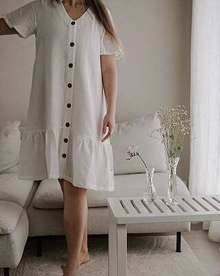 frill button dress