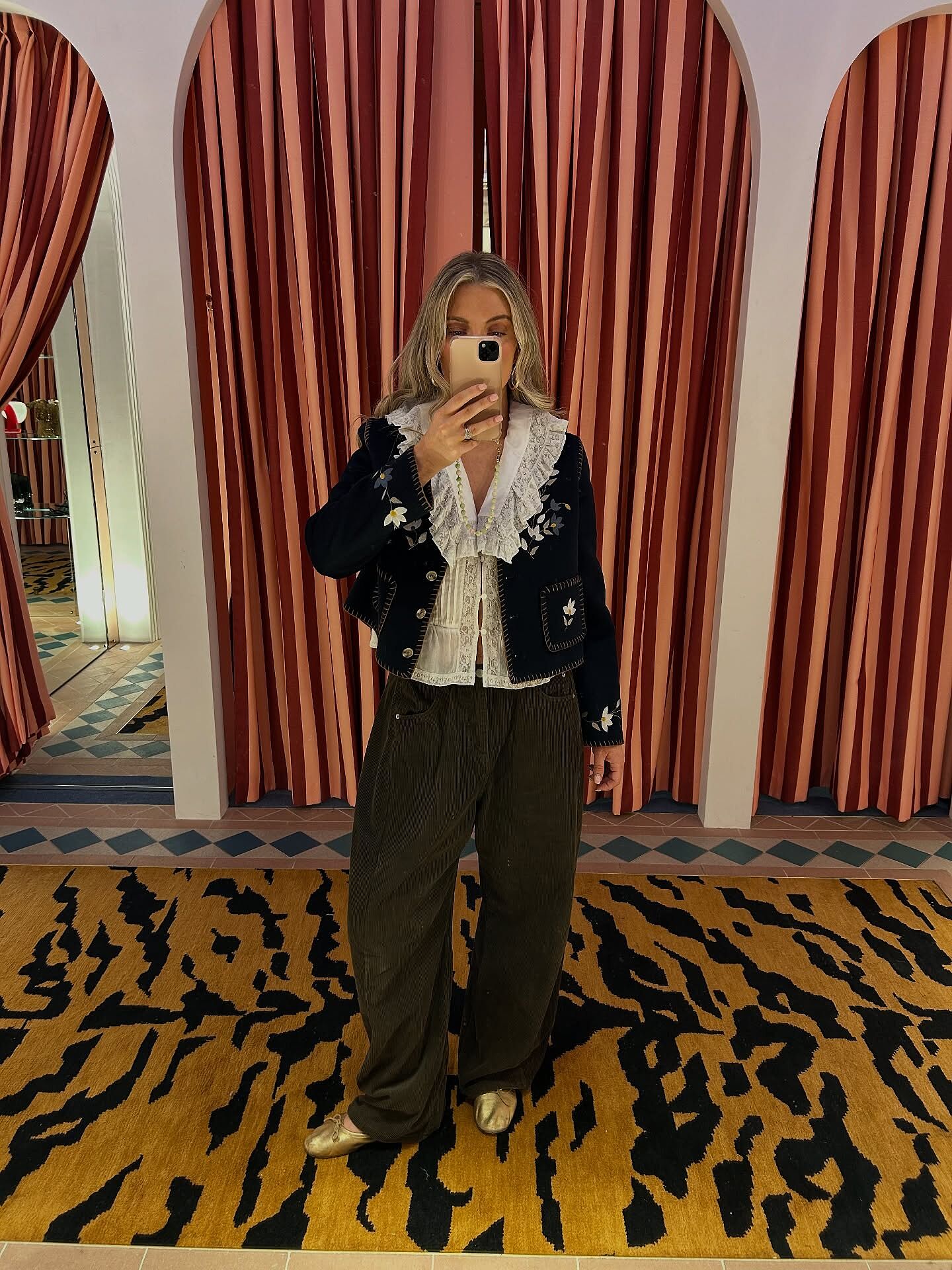 Sunday Embroidered Jacket in Petal Embroidery Navy