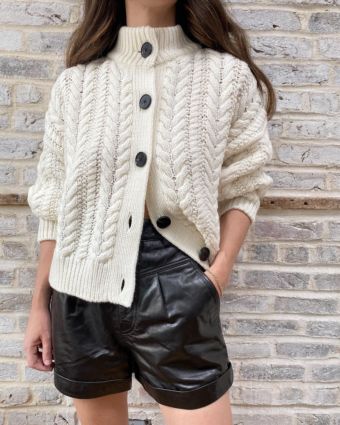 navy cable knit cardigan