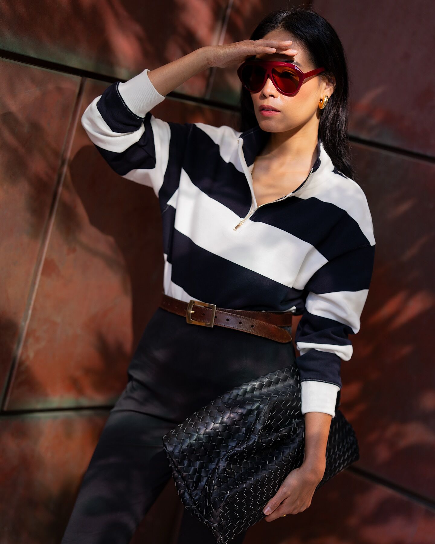 Quarter-Zip Stripe Jumper - Midnight | Sussan